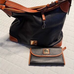 Dooney & Bourke Black and Tan Shoulder Bag Set